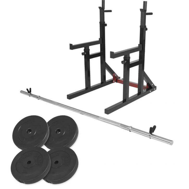 gorilla-sports-squat-rack-verstellbar-inkl-langhantel-set image 1
