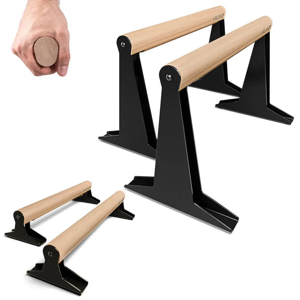 pullup-dip-holz-parallettes-mit-ergonomischem-holzgriff-low-medium image 1