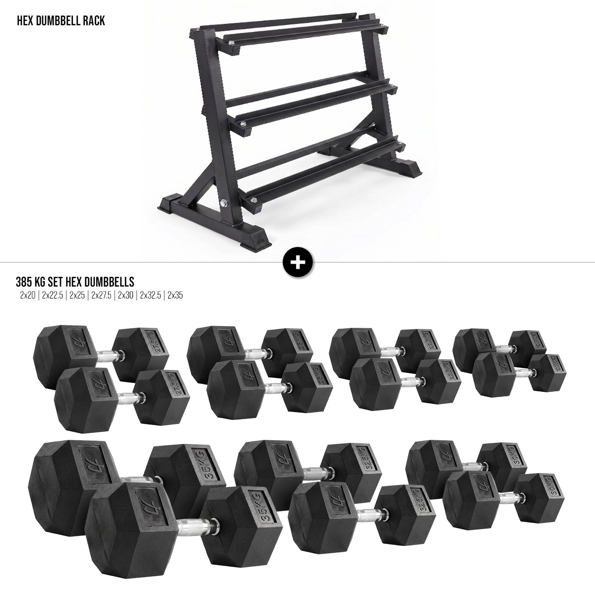 strength-shop-hex-kurzhantel-set-mit-rack-7-paare-gummiert-10-35-kg image 3
