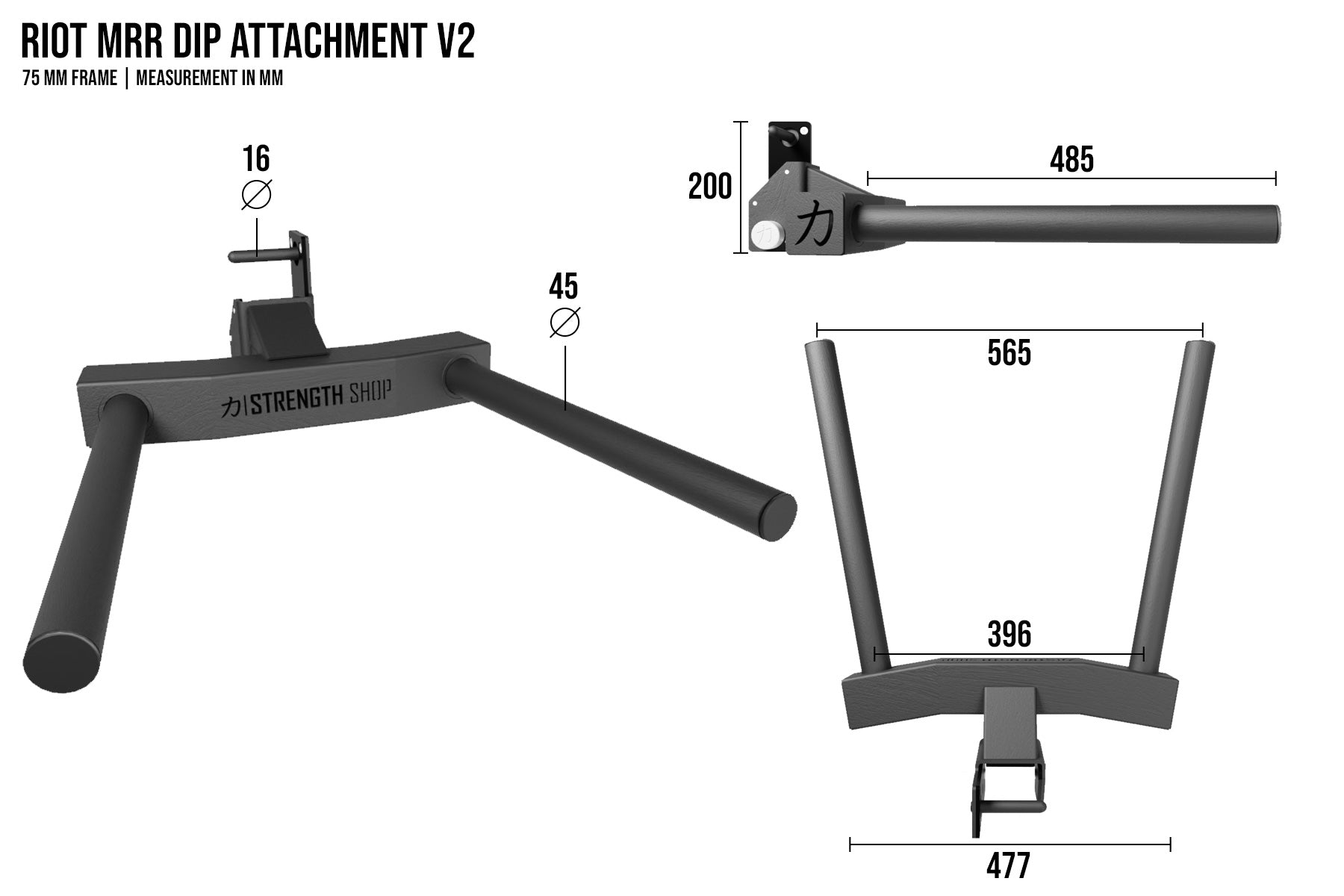 strength-shop-riot-v2-mrr-75-dip-horn-dip-aufsatz-f-r-75mm-pfosten image 2