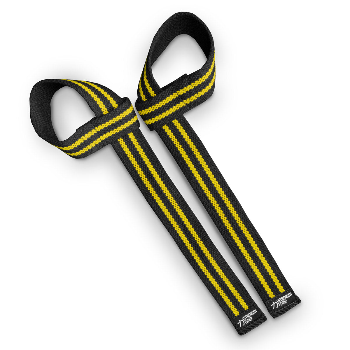 strength-shop-zughilfen-extra-lang-1-paar-baumwoll-straps-schwarz-gelb image 2