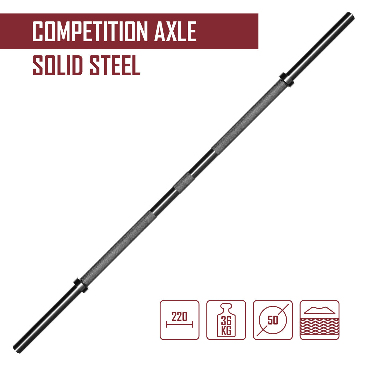 strength-shop-axle-vollstahl-50-mm-36-kg-strongman-hantelstange image 2