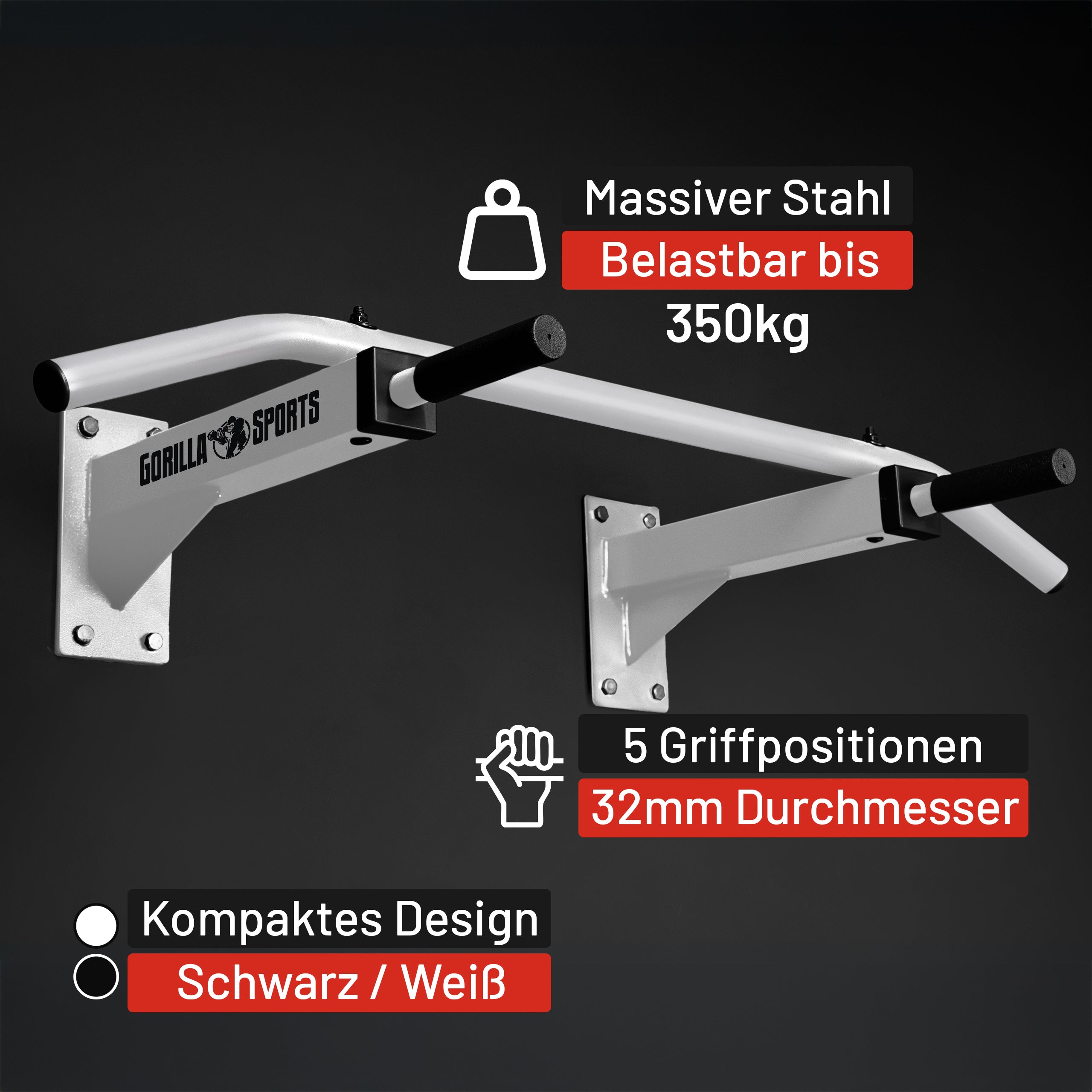 gorilla-sports-klimmzugstange-wandbefestigung-schwarz-wei-bis-350-kg image 6