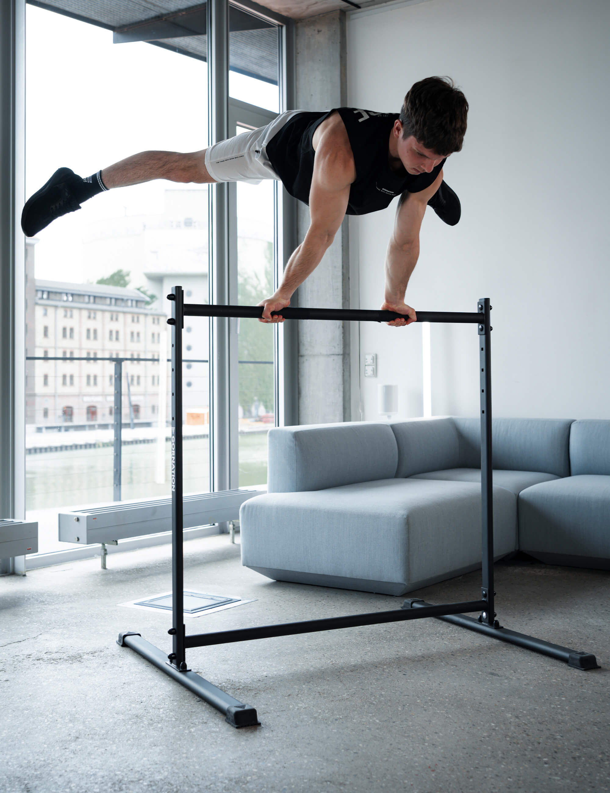 gornation-static-bar-h-henverstellbare-dip-statik-stange-mit-doppel-querstange image 8