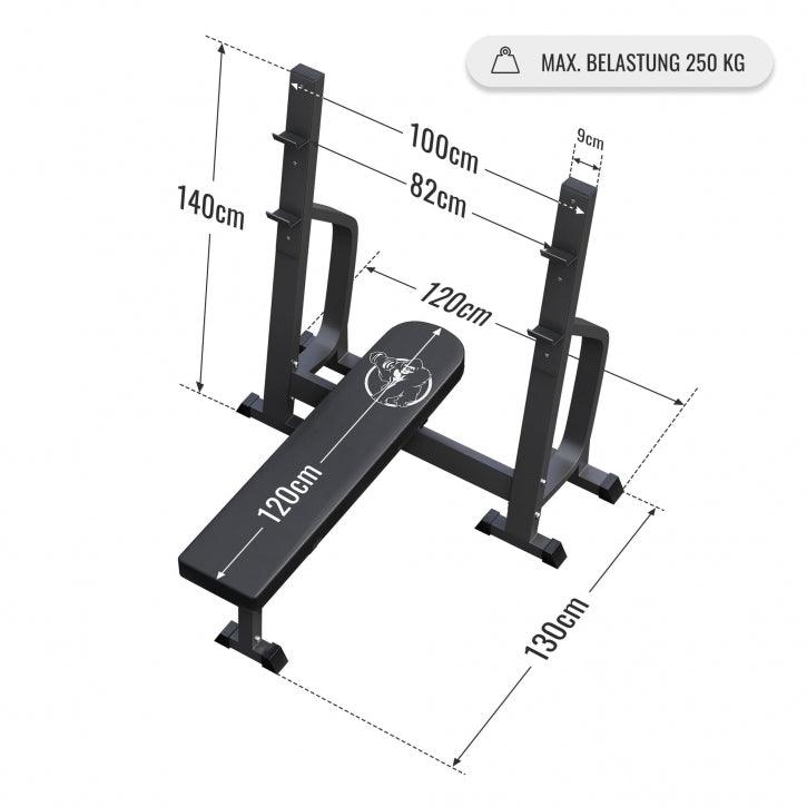 gorilla-sports-hantelbank-mit-2-ablagen-inkl-langhantel-set-olympia-130-kg-gusse image 8