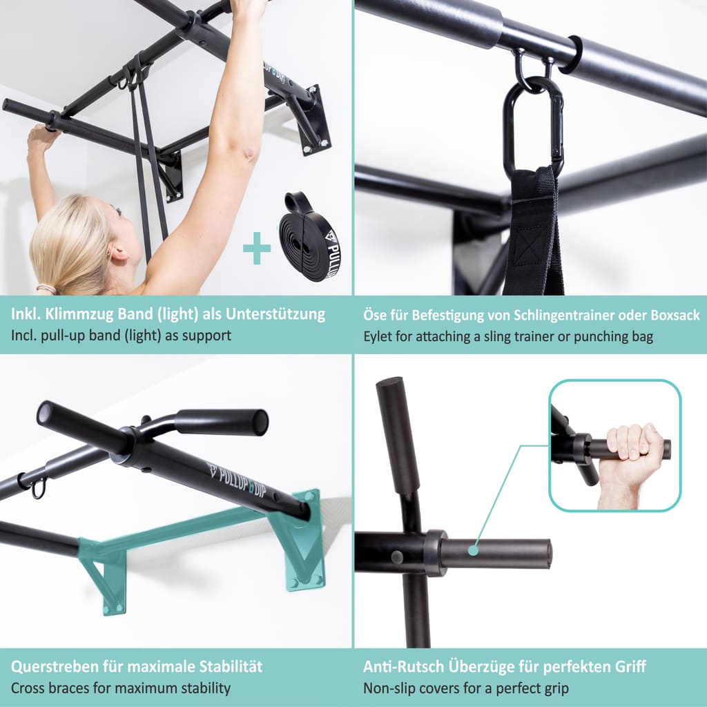 pullup-dip-klimmzugstange-wand-inkl-klimmzug-band image 4