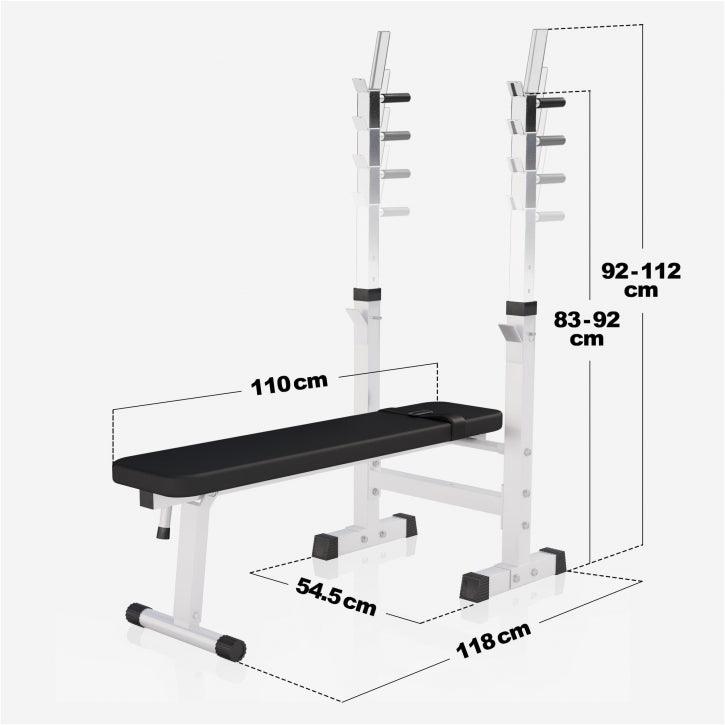gorilla-sports-hantelbank-mit-ablage-inkl-langhantel-set-38-70-100-kg-kunststoff image 7