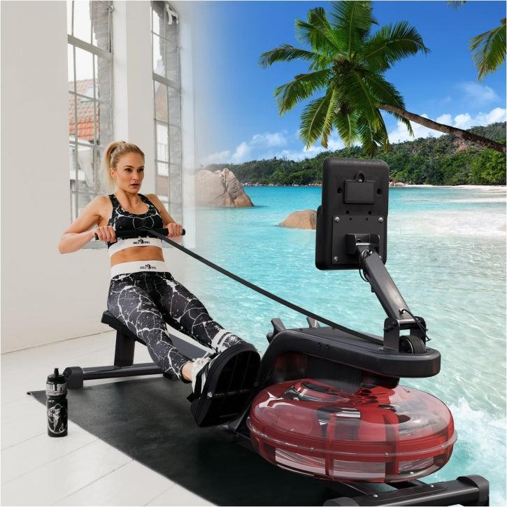 gorilla-sports-wasserruderger-t-verstellbar-mit-lcd-monitor-schwarz-rot image 2