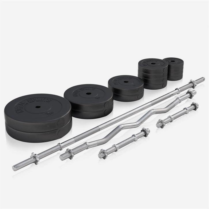gorilla-sports-hantelbank-mit-ablage-inkl-langhantel-set-38-70-100-kg-kunststoff image 6