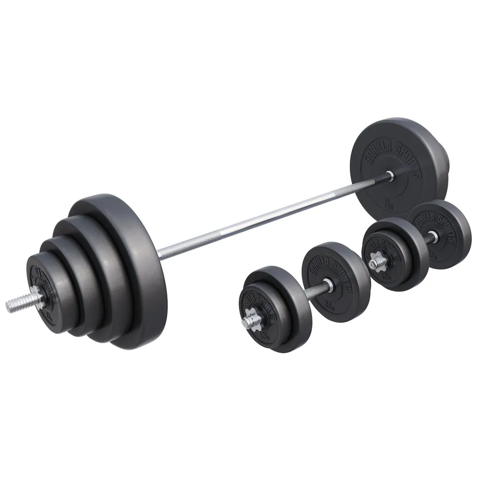gorilla-sports-langhantel-set-kunststoff-60-130-kg-mit-sternverschl-ssen image 1