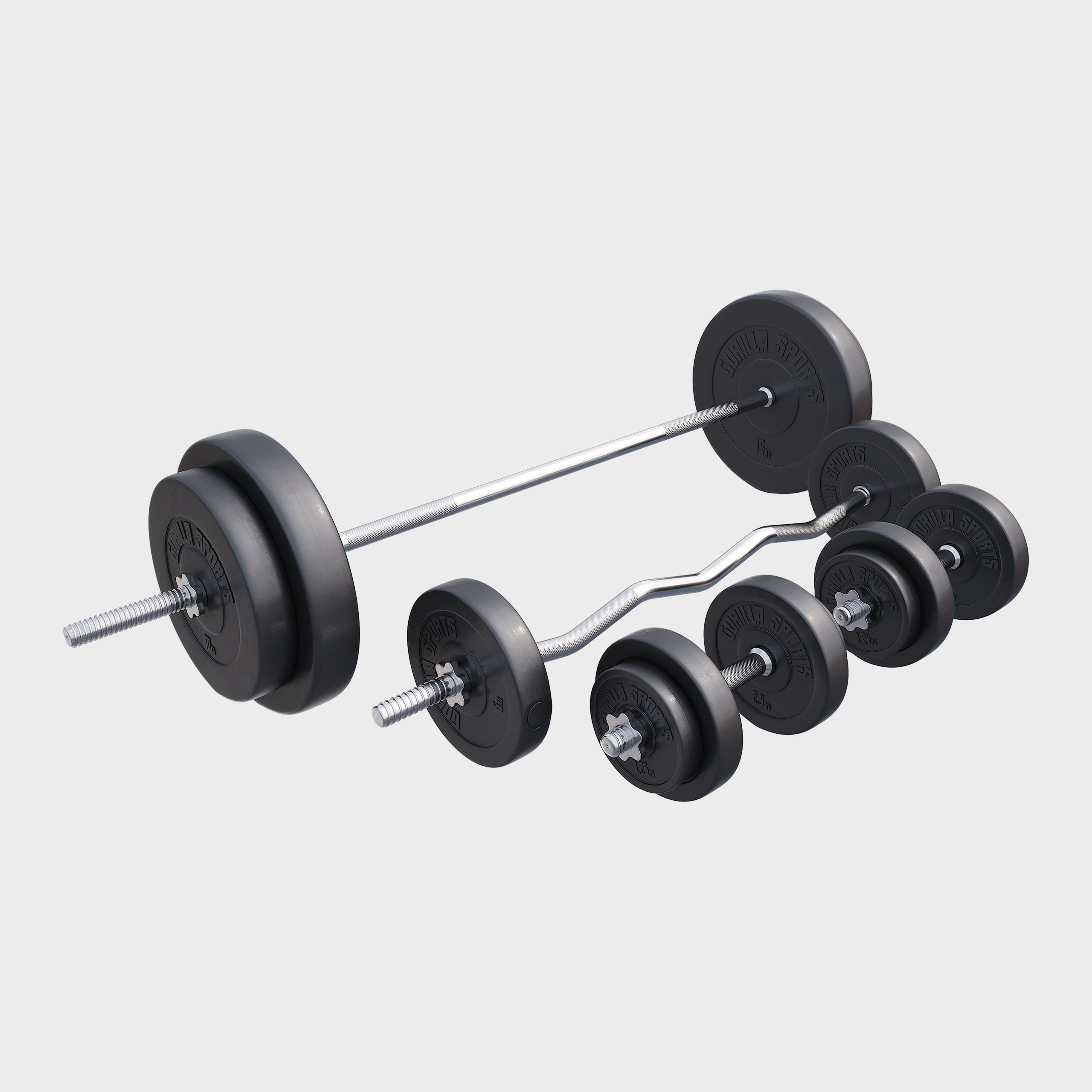 gorilla-sports-hantelset-kunststoff-100-kg-mit-langhantel-sz-und-kurzhanteln image 1