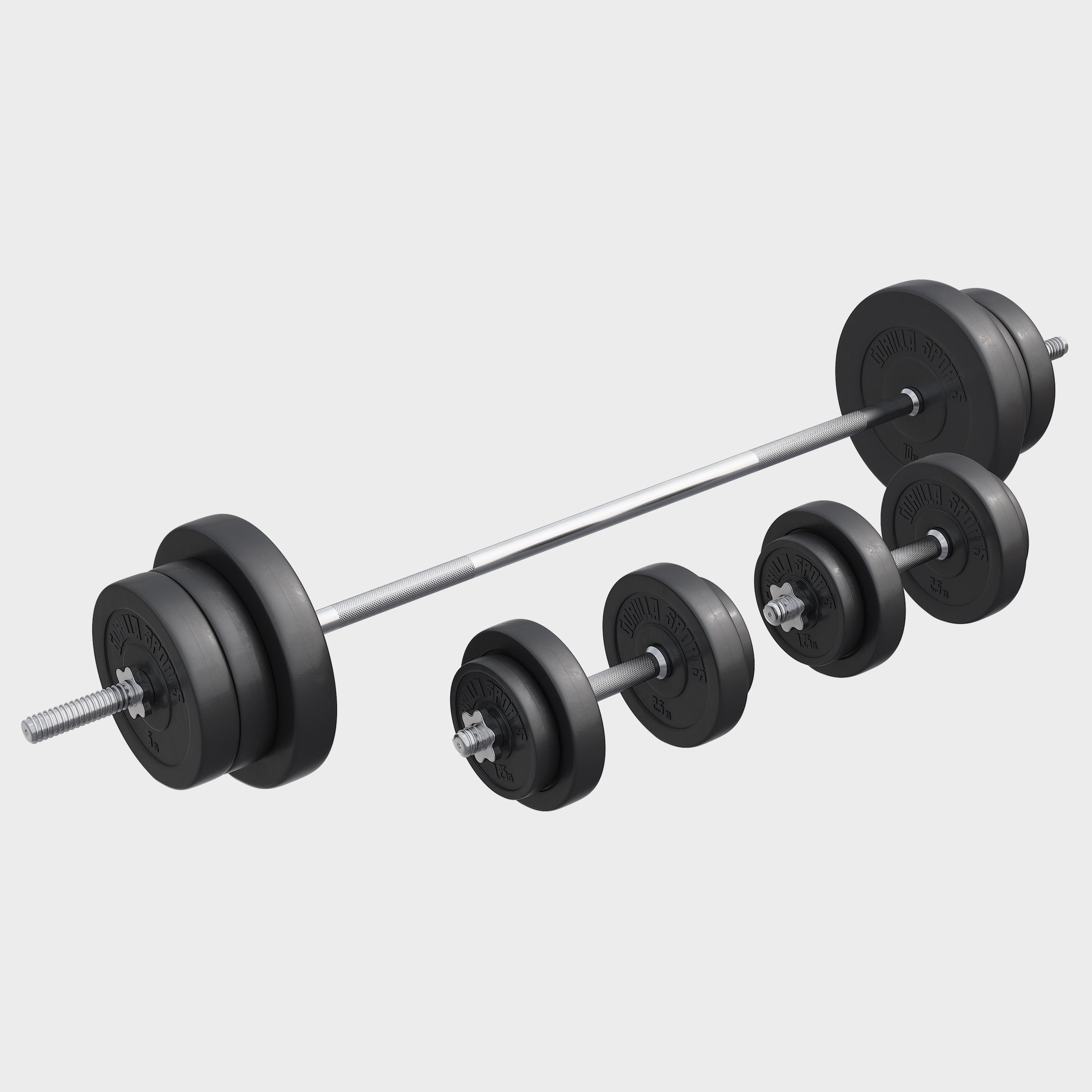 gorilla-sports-langhantelset-kunststoff-70-kg-170-cm-langhantel-2-kurzhanteln image 1