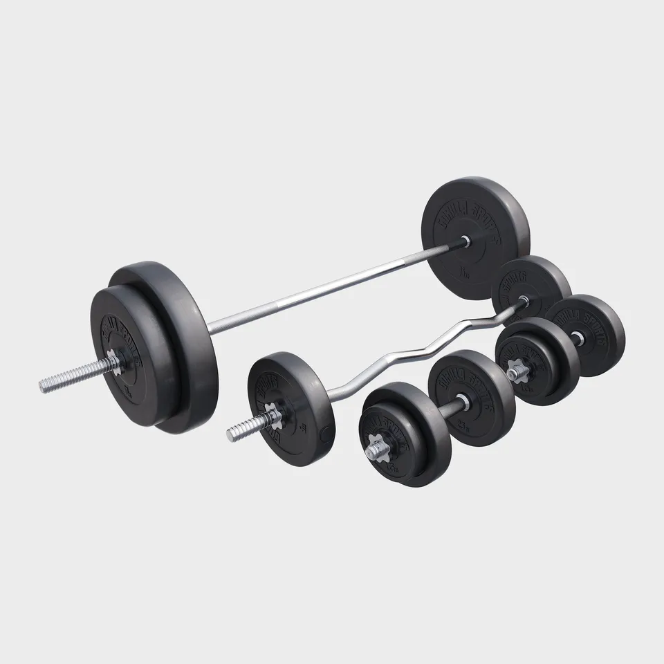 gorilla-sports-hantelset-kunststoff-100-kg-mit-langhantel-sz-und-kurzhanteln image 1