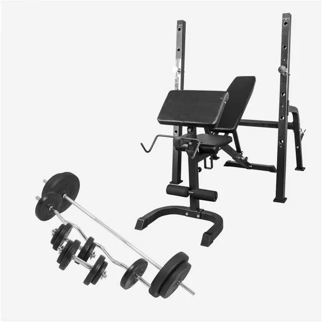 gorilla-sports-schr-gbank-mit-separater-ablage-inkl-langhantel-set-100-kg image 1