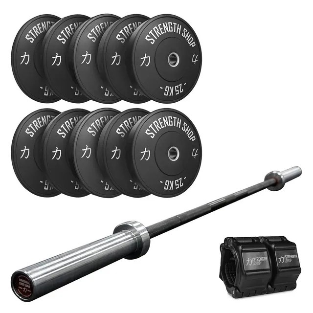 strength-shop-powerlifter-s-dynamic-bundle-150kg-bumper-set-power-bar image 1