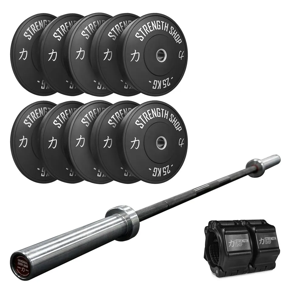 strength-shop-powerlifter-s-dynamic-bundle-150kg-bumper-set-power-bar image 1