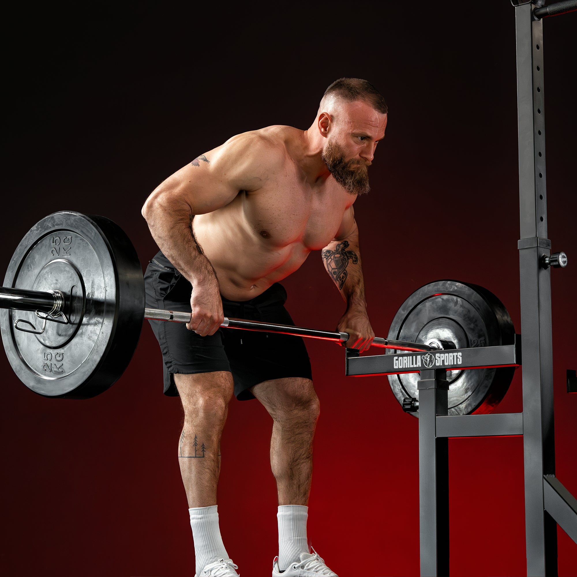 gorilla-sports-squat-rack-verstellbar-olympia-bumper-plate-langhantel-set-170-kg image 2