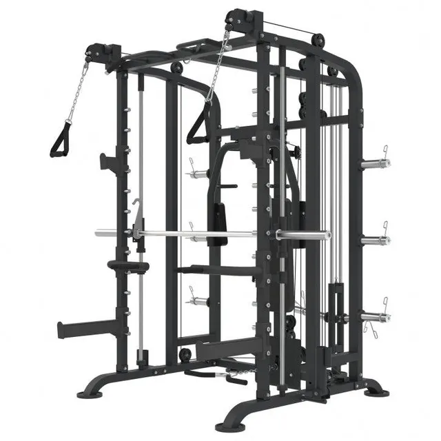 gorilla-sports-smith-machine-inkl-klimmzugstange-kabelzug-und-butterfly-schwarz image 1