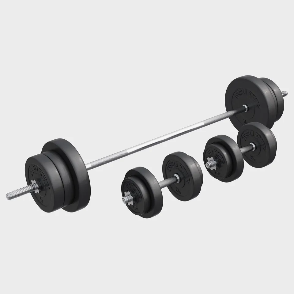 gorilla-sports-langhantelset-kunststoff-70-kg-170-cm-langhantel-2-kurzhanteln image 1
