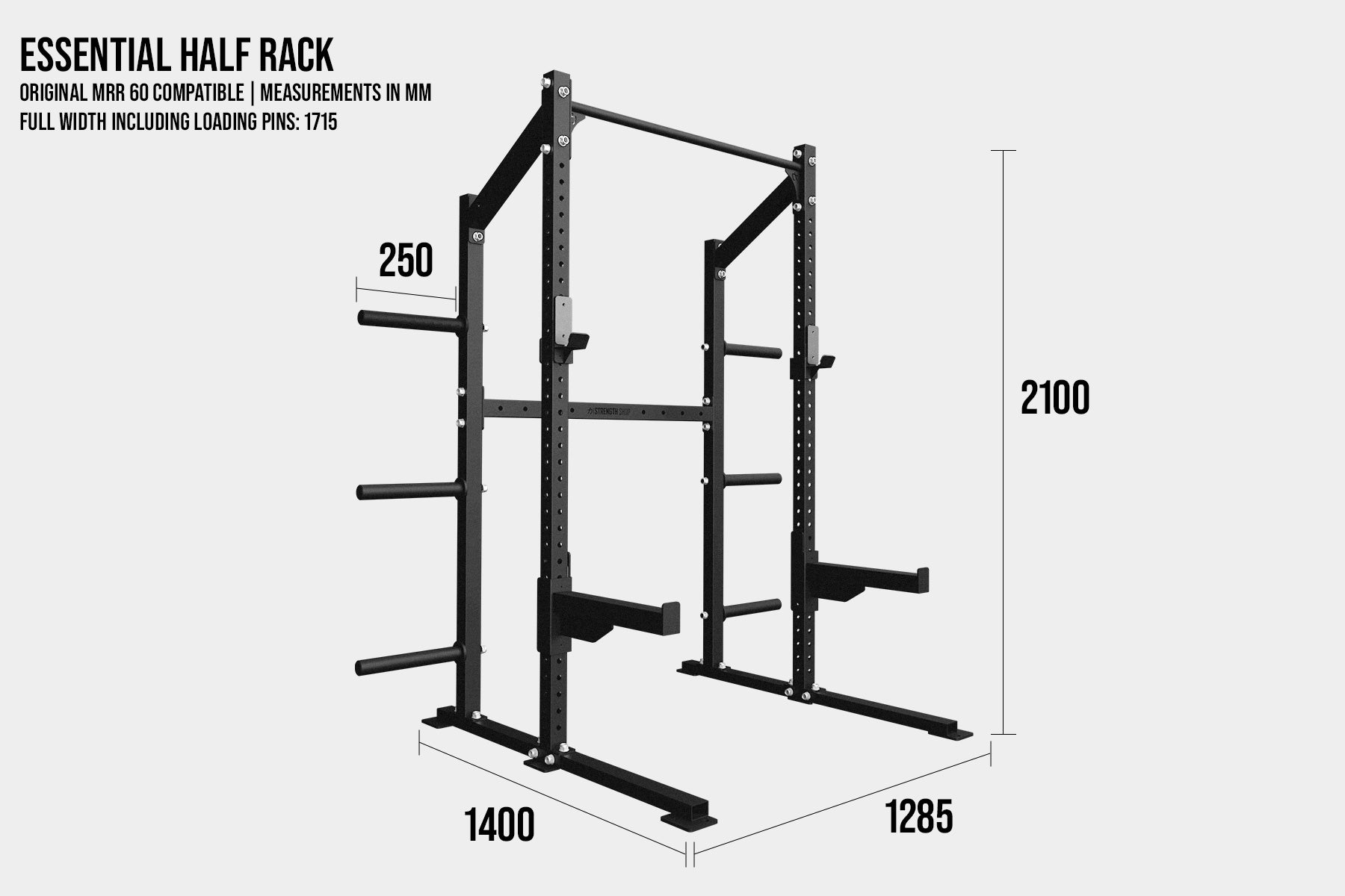strength-shop-essential-half-rack-original-mrr-60-kompatibel-60x60-mm-stahl image 2