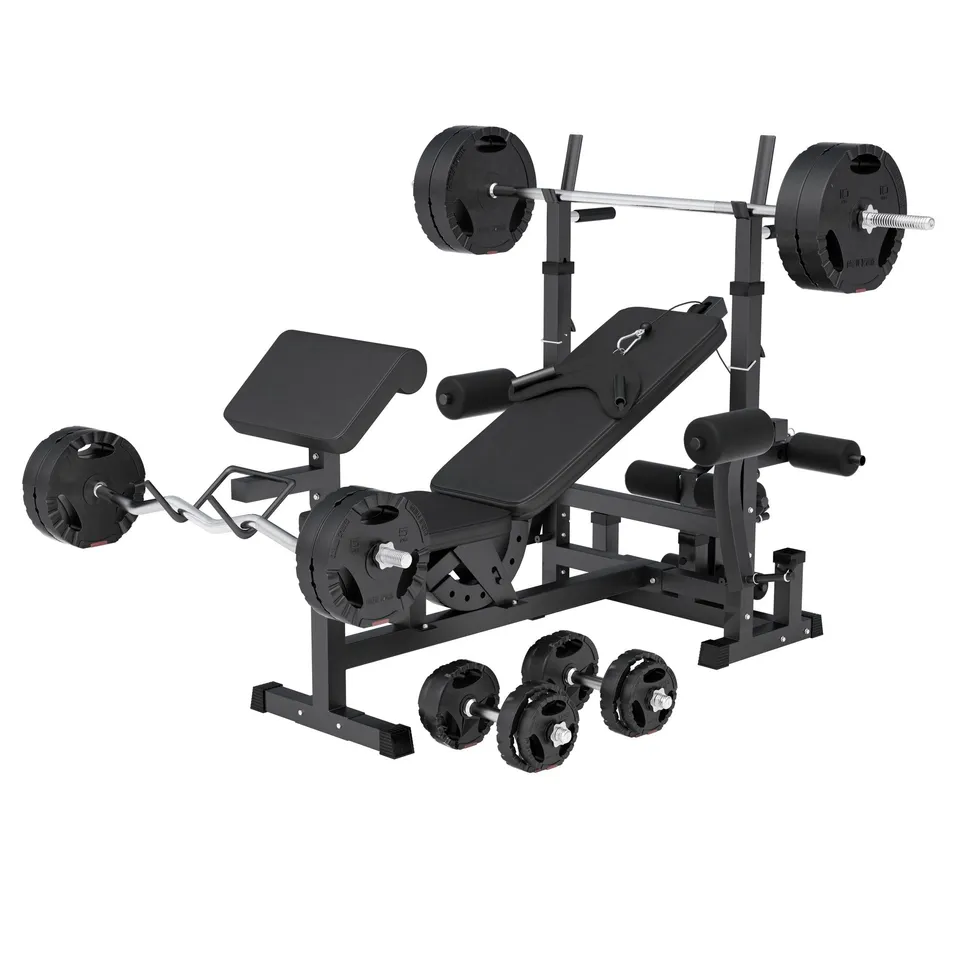 gorilla-sports-kraftstation-universal-inkl-langhantel-set-kunststoff-gripper-100 image 1