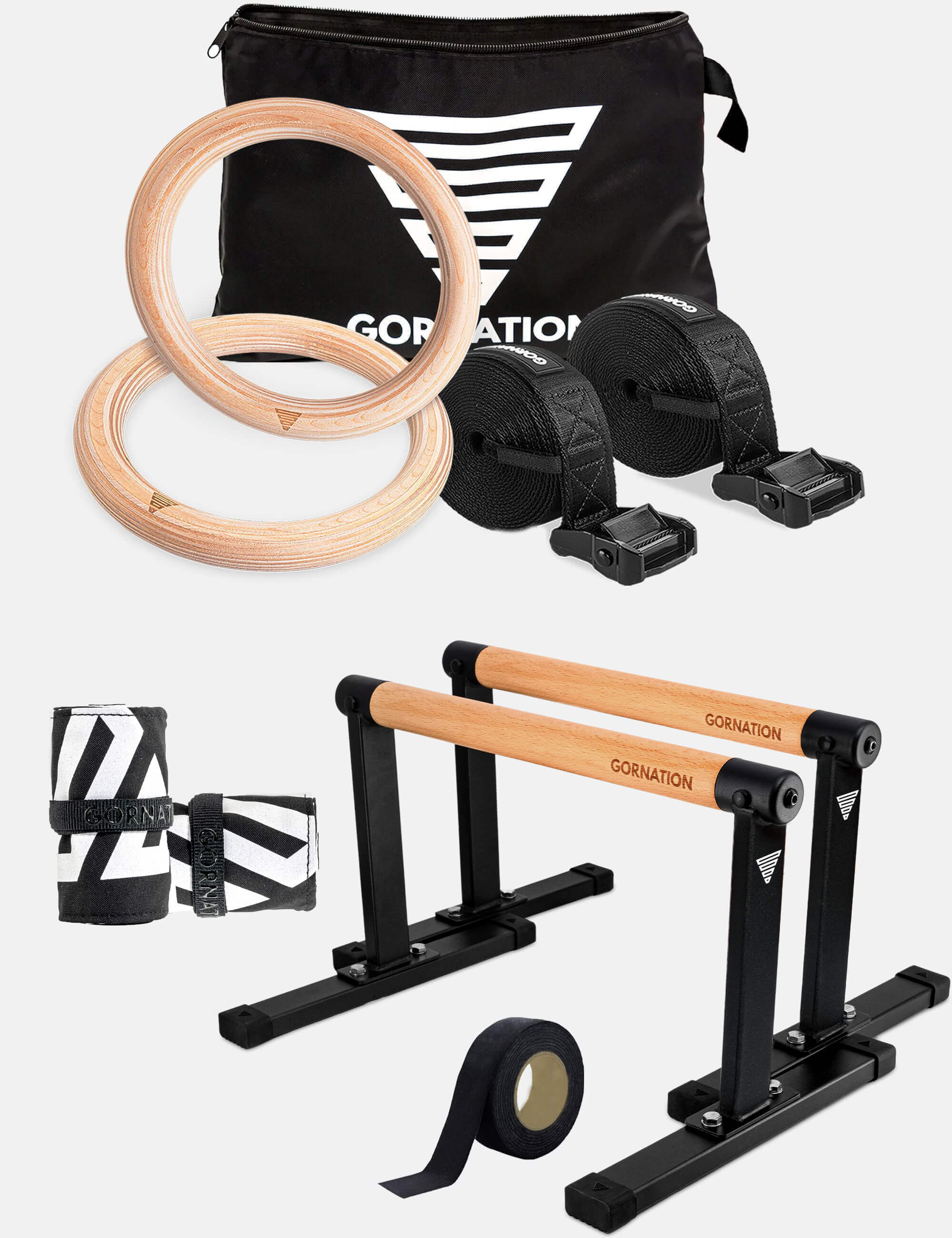 gornation-statics-set-bundle-parallettes-ringe-wraps image 1