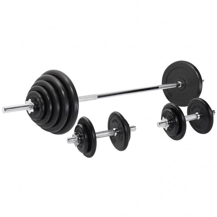 gorilla-sports-langhantel-set-gummi-100-kg-mit-sternverschl-ssen image 1