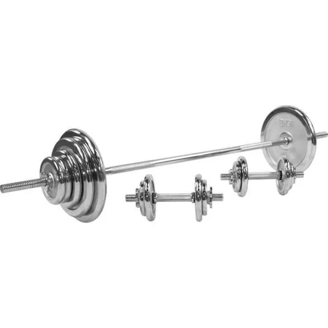 gorilla-sports-langhantel-set-chrom-100-kg-mit-sternverschl-ssen image 1