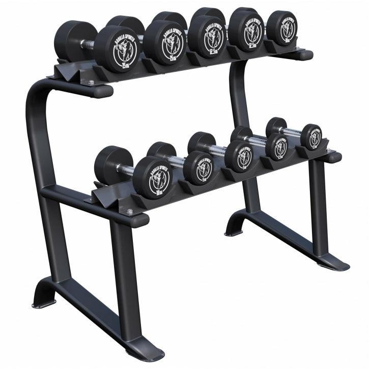 gorilla-sports-kurzhantel-set-gummi-90-kg-inkl-ablage-10-pl-tze image 1