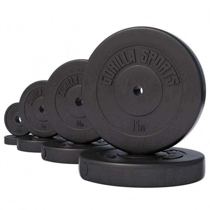 gorilla-sports-hantelscheibe-kunststoff-1-1-15-9-kg-2-5-cm-zement-schwarz image 1