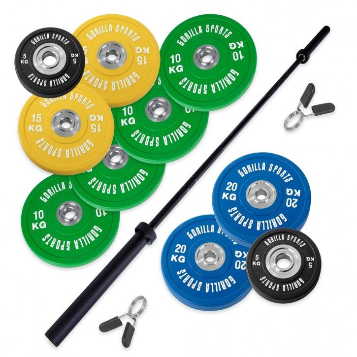 gorilla-sports-langhantel-set-olympia-bumper-plates-pro-140-kg image 2