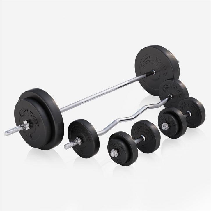 gorilla-sports-hantelbank-mit-ablage-inkl-langhantel-set-38-70-100-kg-kunststoff image 5
