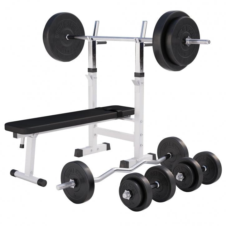 gorilla-sports-hantelbank-mit-ablage-inkl-langhantel-set-38-70-100-kg-kunststoff image 4