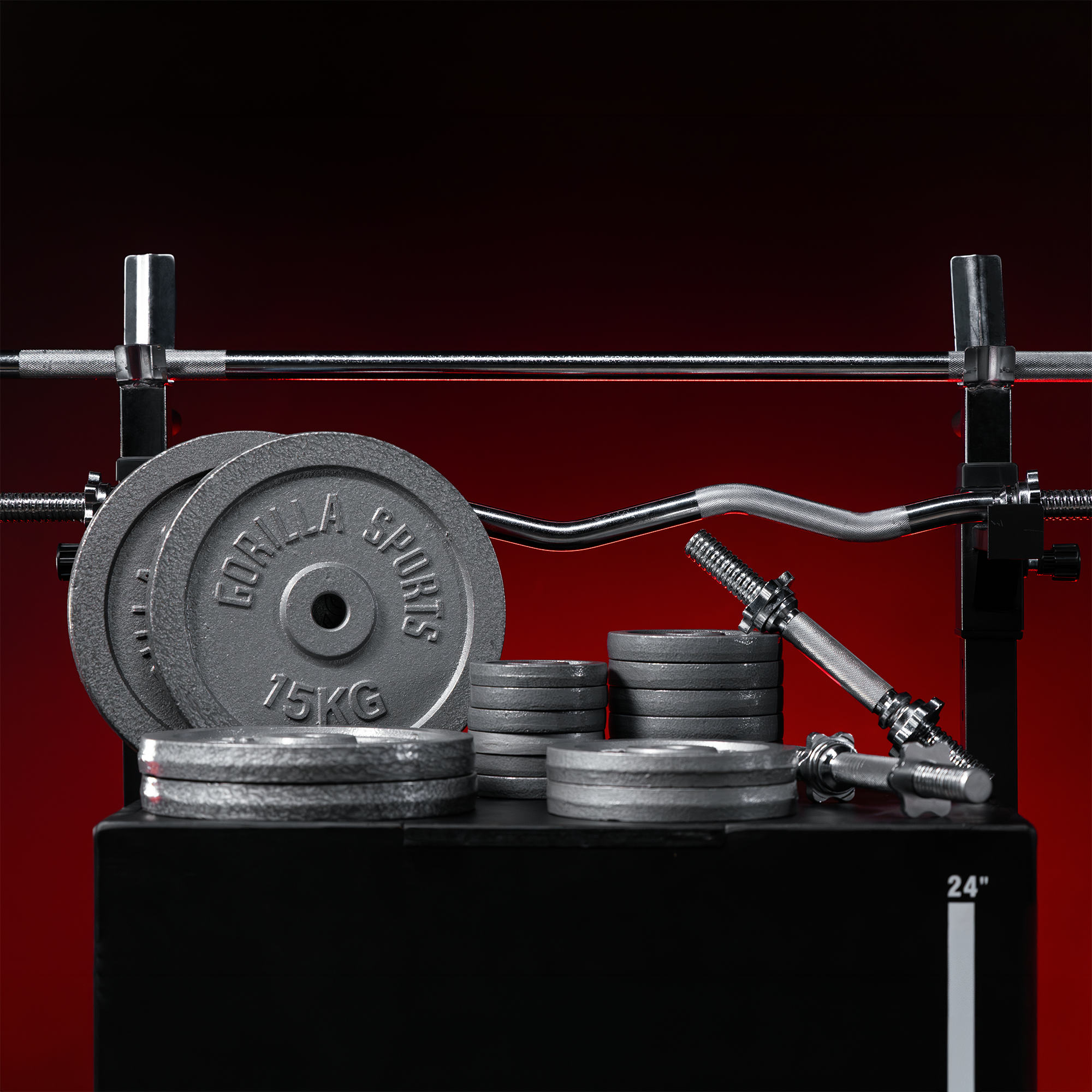 gorilla-sports-langhantel-set-gusseisen-108-kg-mit-verschl-ssen image 4