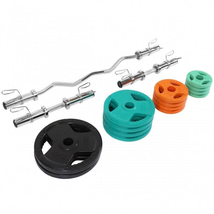 gorilla-sports-sz-curlset-gummi-gripper-75-kg-olympia-mit-verschl-ssen image 2