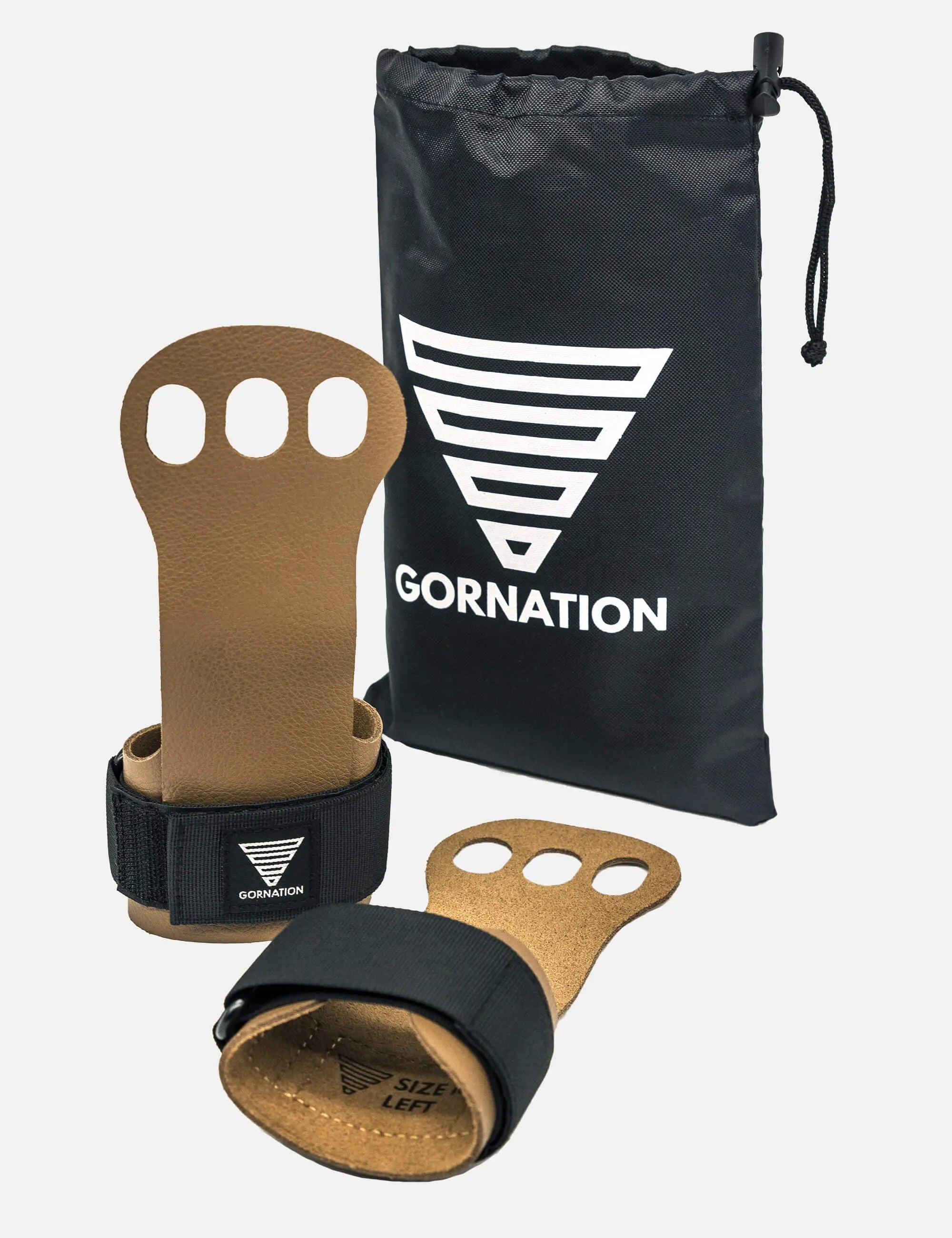 gornation-workout-hand-grips-leder-griffschutz-mit-handgelenkbandage image 2