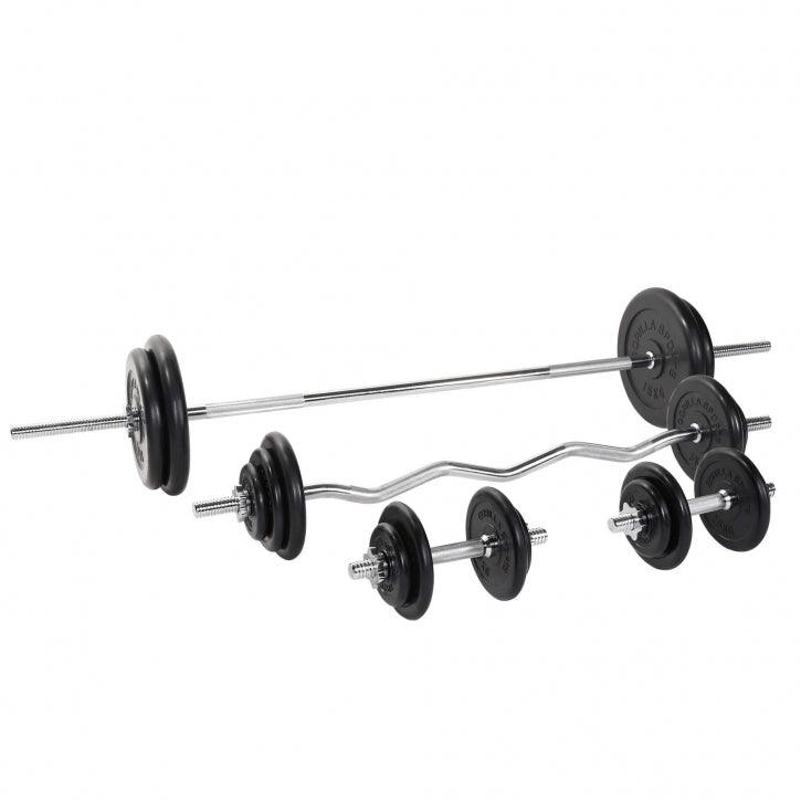 gorilla-sports-langhantel-set-gummi-108-kg-mit-sternverschl-ssen image 1