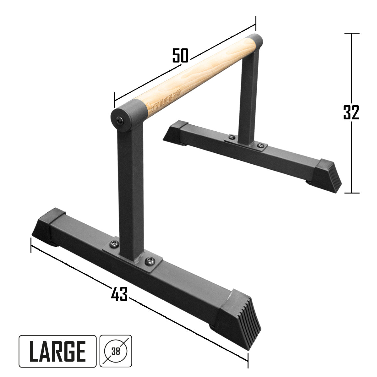 strength-shop-parallettes-st-tzbarren-holzgriff-38mm-stahlsockel-3-gr-en image 2