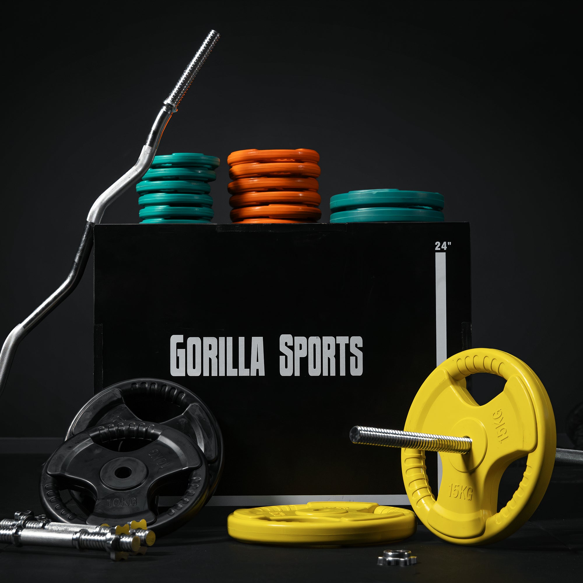 gorilla-sports-langhantel-set-gummi-gripper-108-kg-mit-verschl-ssen image 4