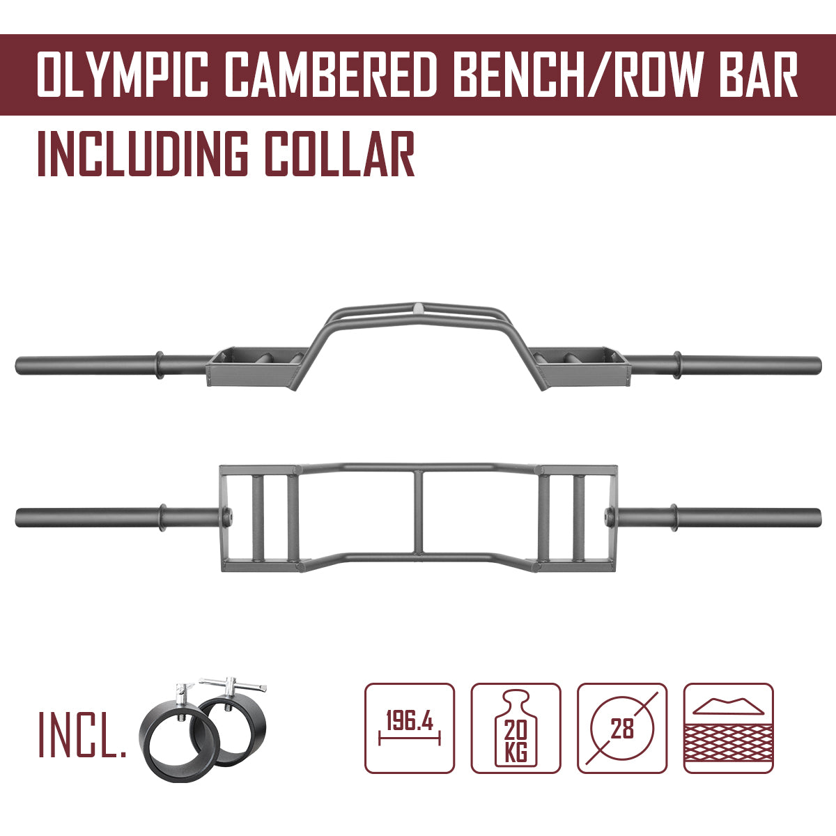 strength-shop-olympic-cambered-bench-row-bar-20-kg image 2