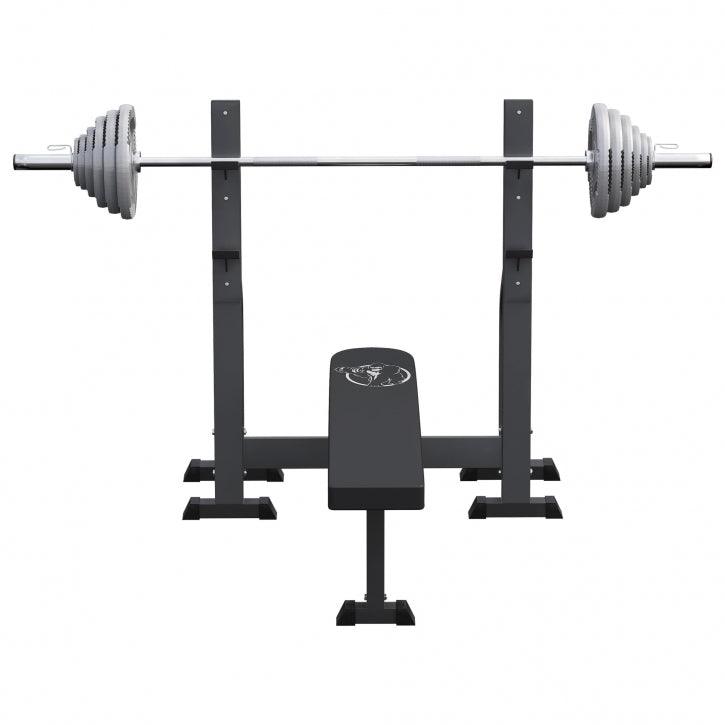 gorilla-sports-hantelbank-mit-2-ablagen-inkl-langhantel-set-olympia-130-kg-gusse image 6