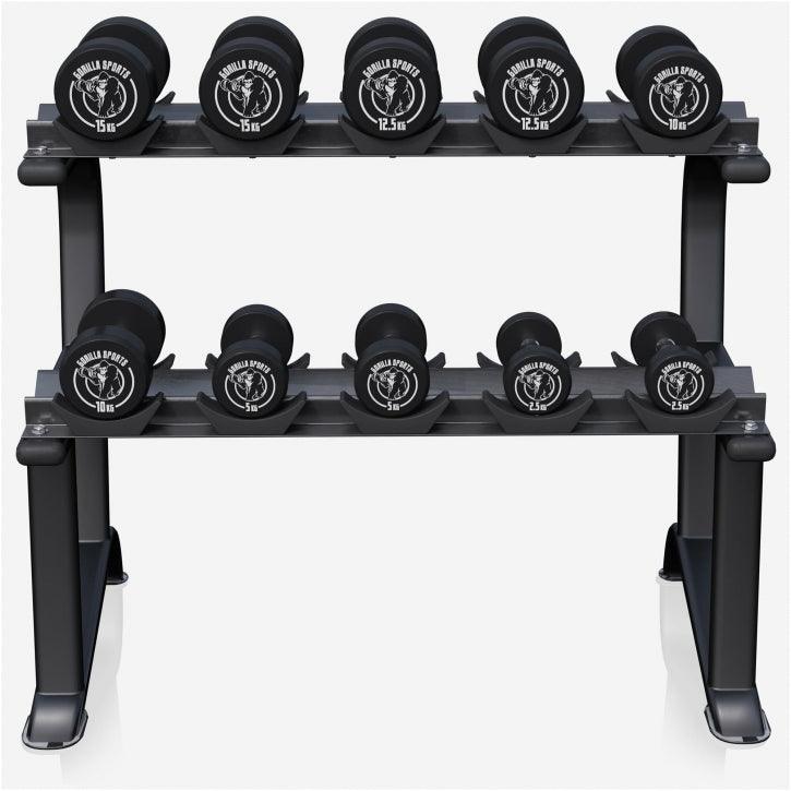 gorilla-sports-kurzhantel-set-gummi-90-kg-inkl-ablage-10-pl-tze image 7