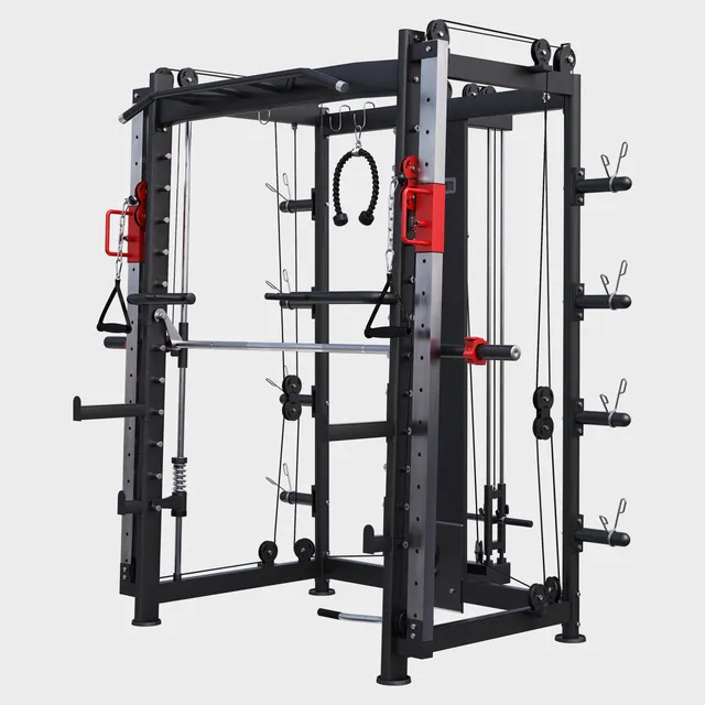 gorilla-sports-smith-machine-multipresse-mit-klimmzugstange-dipgriffen-und-kabel image 1