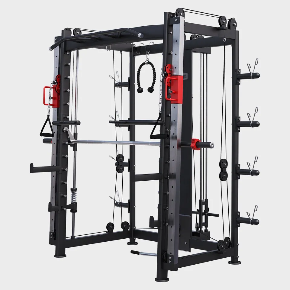gorilla-sports-smith-machine-multipresse-mit-klimmzugstange-dipgriffen-und-kabel image 1