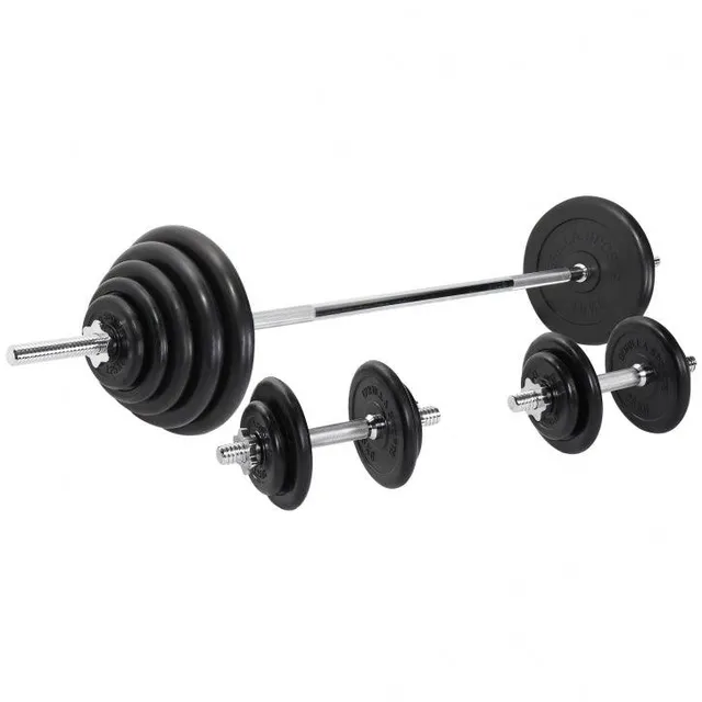 gorilla-sports-langhantel-set-gummi-100-kg-mit-sternverschl-ssen image 1
