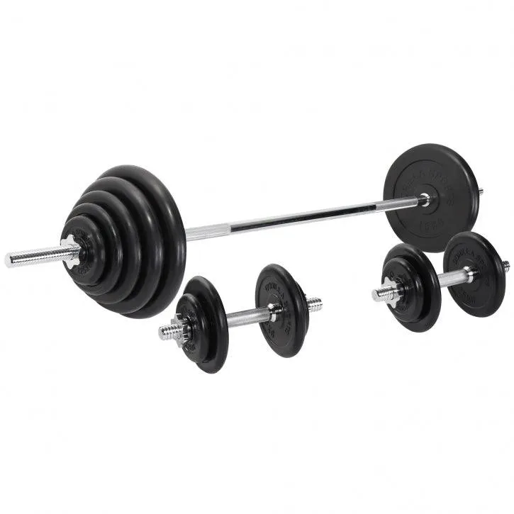 gorilla-sports-langhantel-set-gummi-100-kg-mit-sternverschl-ssen image 1