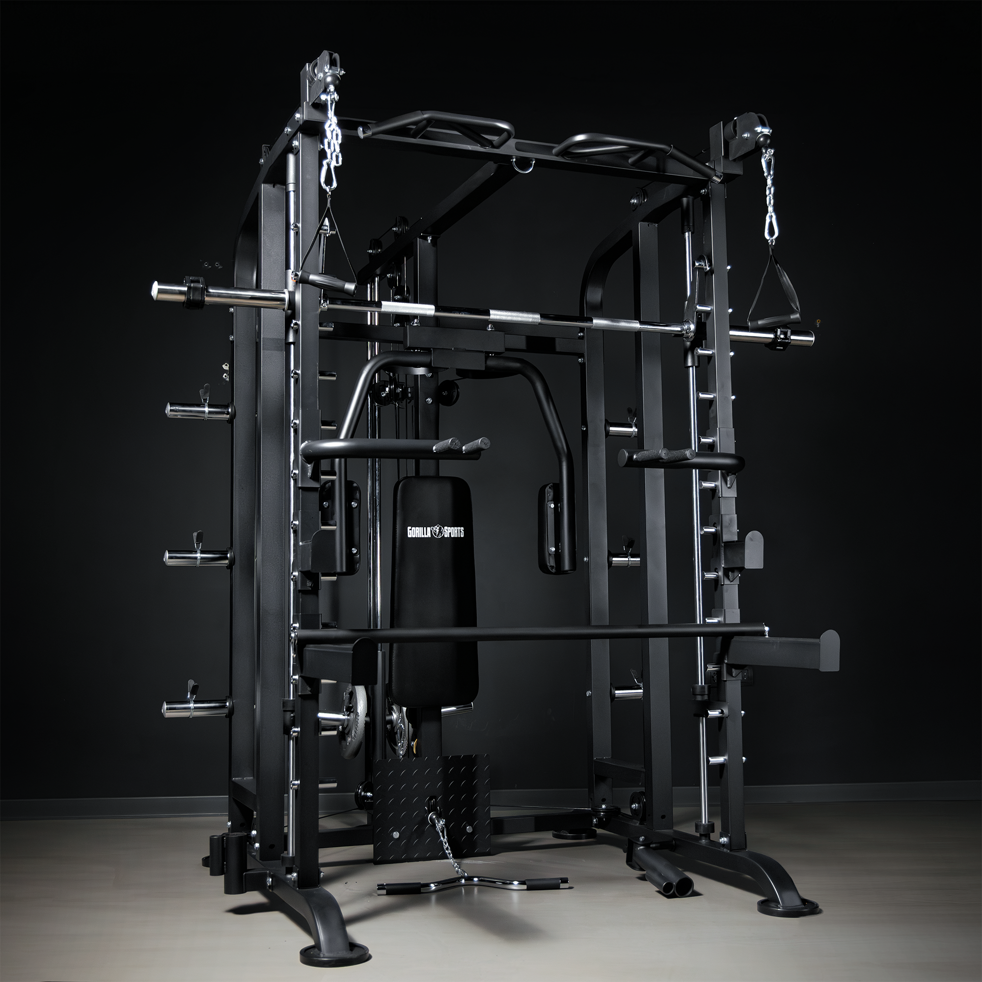 gorilla-sports-smith-machine-inkl-klimmzugstange-kabelzug-und-butterfly-schwarz image 7