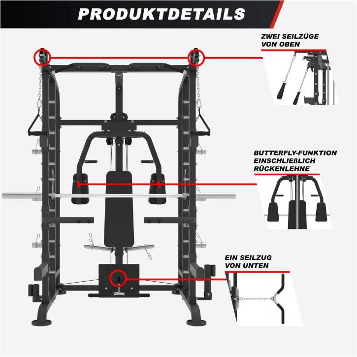 gorilla-sports-smith-machine-inkl-klimmzugstange-kabelzug-und-butterfly-schwarz image 5