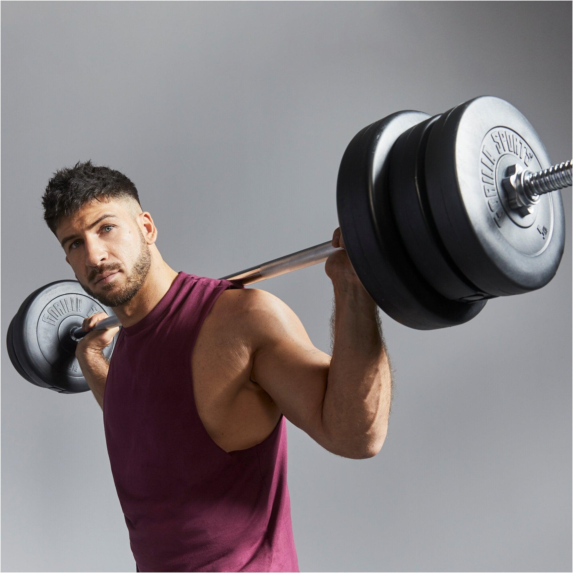gorilla-sports-langhantel-set-kunststoff-60-130-kg-mit-sternverschl-ssen image 2