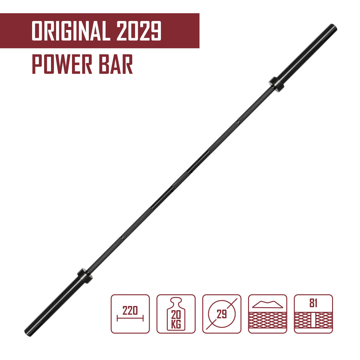 strength-shop-original-2029-power-bar-voll-schwarz-e-coating-20kg image 2